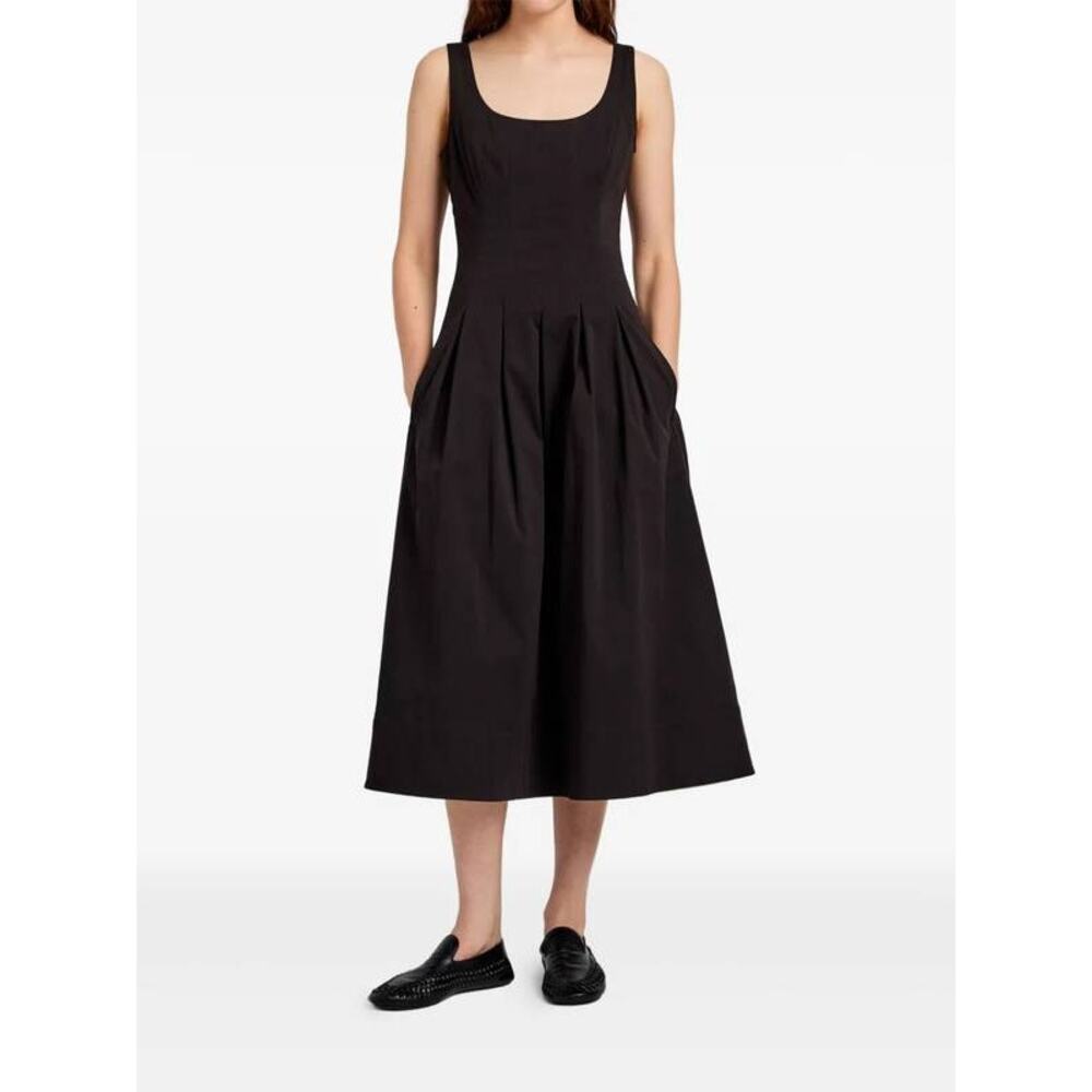 Proenza Schouler Shelby Pleated A Line Midi Dress in Black 2